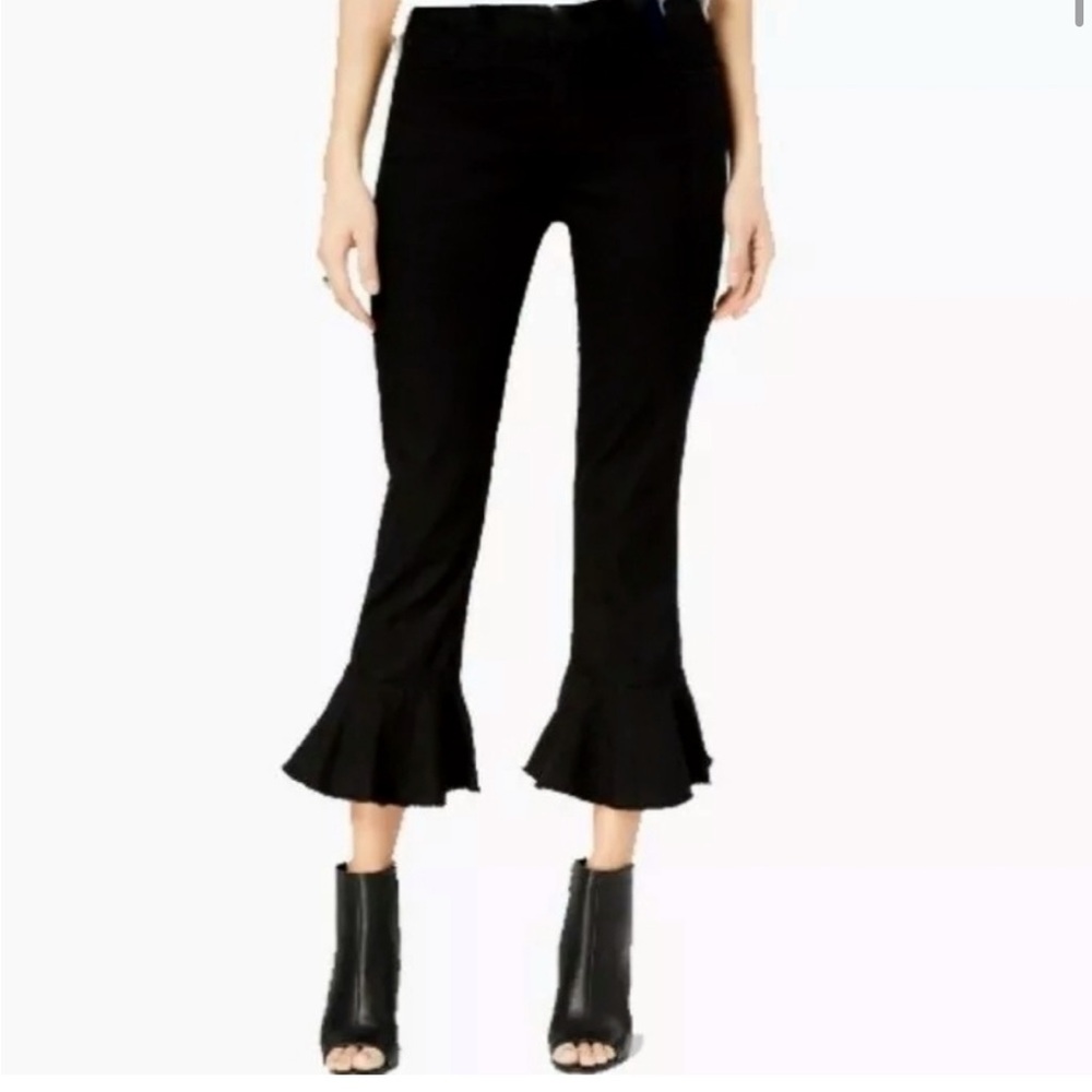 Anthropologie || DREW flounced flare crop black pants